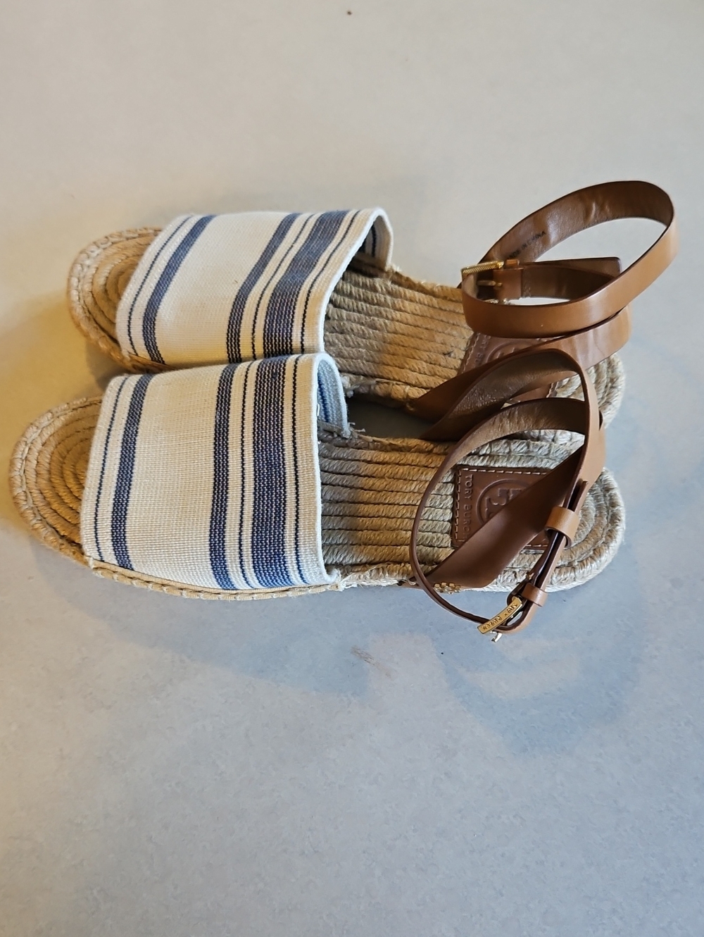 Tory Burch Awning Espadrille Flat Sandals